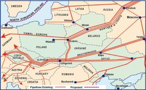 Gas Pipelines from Russia to Europe (click to enlarge)